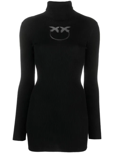 PINKO suéter tejido con logo en intarsia y cuello vuelto