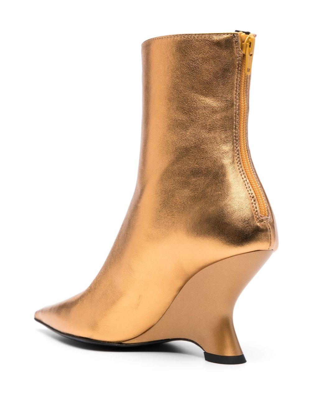 Shop Pinko 90mm Leather Ankle Boots In Gold