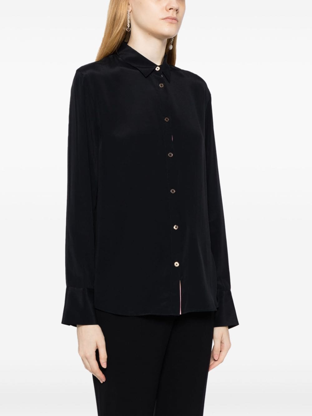 Shop Ps By Paul Smith Long-sleeve Satin Shirt In Black