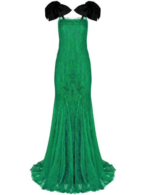 Nina Ricci bow-embellished lace gown
