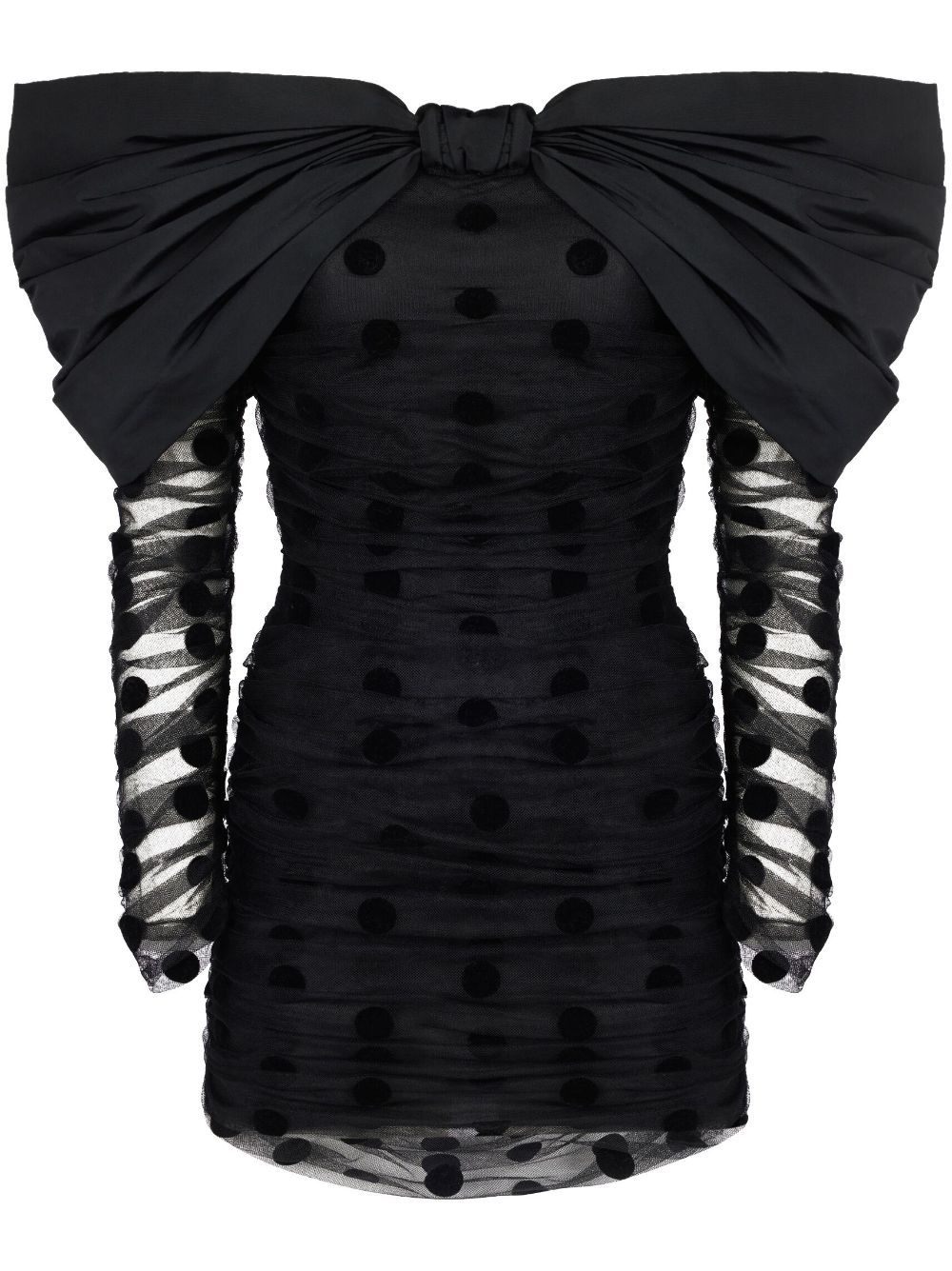 Nina Ricci Oversized-bow Neckline Tulle Dress In Black