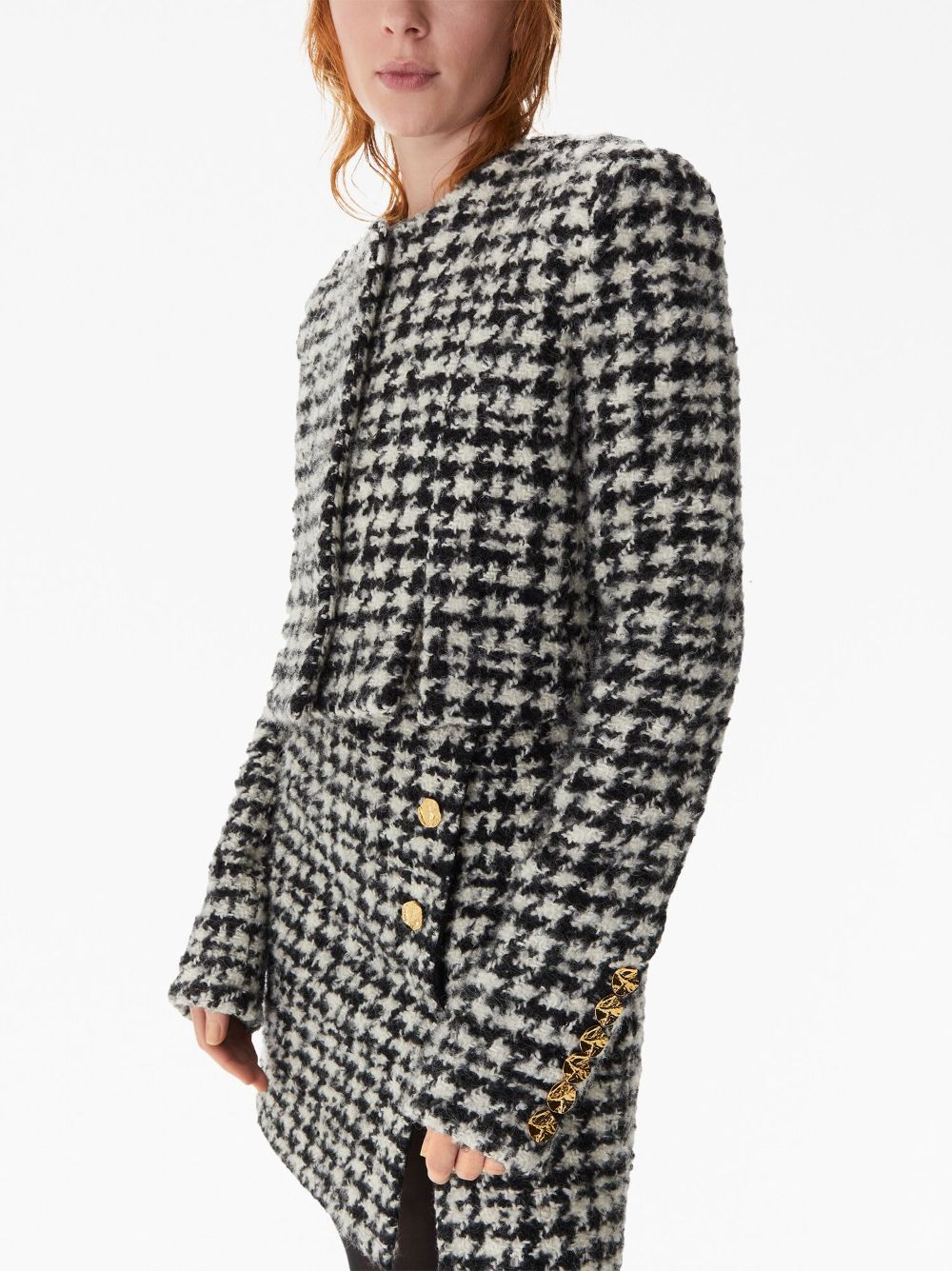 Shop Nina Ricci Houndstooth-pattern Wool-cotton Jacket In Black