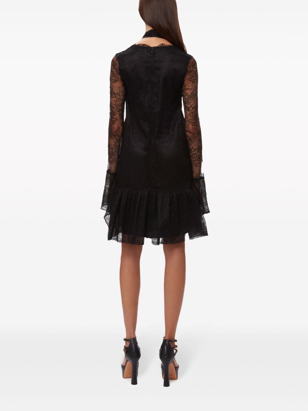 Shop Nina Ricci V-neck Floral-lace Minidress In Black