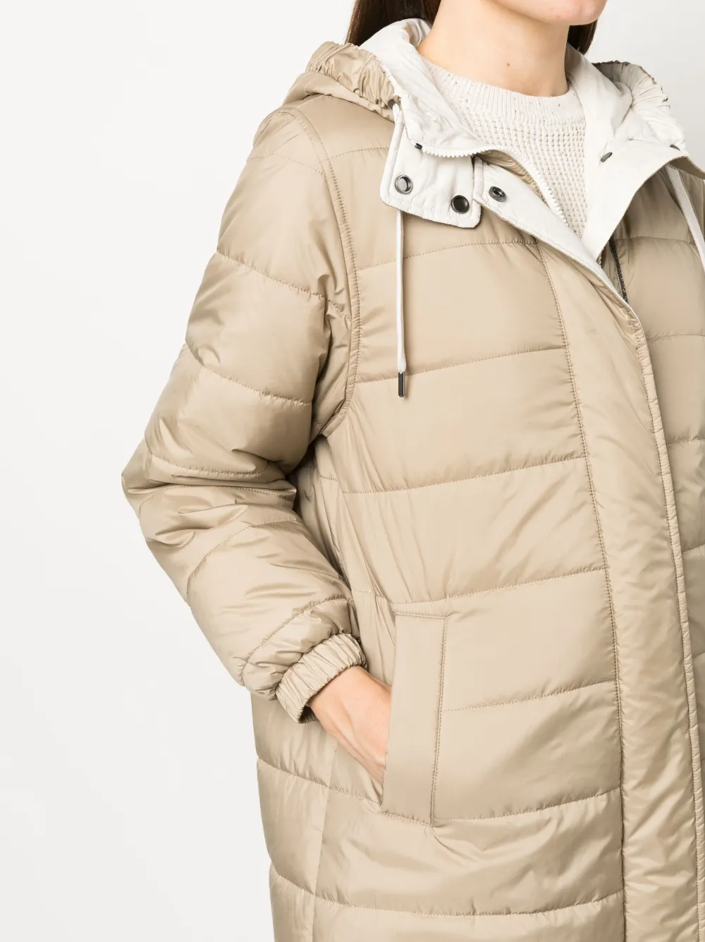 Brunello Cucinelli Monili-embellished Quilted Coat In Neutrals