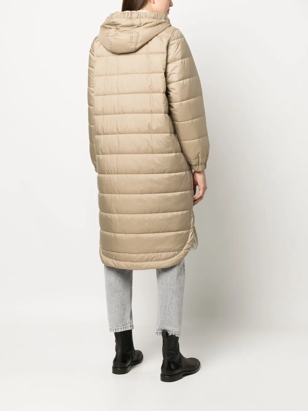 Brunello Cucinelli Monili-embellished Quilted Coat In Neutrals