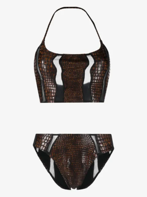Gianfranco Ferré Pre-Owned 2000s crocodile-embossed bikini set
