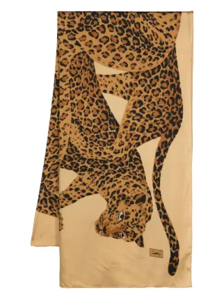 Saint Laurent Pre-Owned 1980s tiger-print Silk Scarf | Neutrals