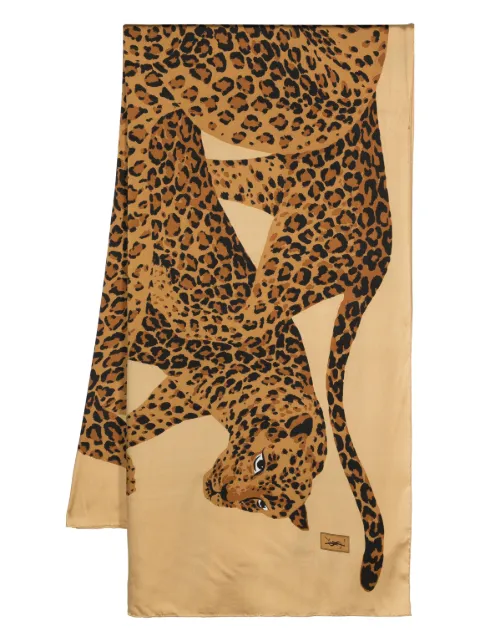 Saint Laurent Pre-Owned mascada de seda con estampado de tigre 1980