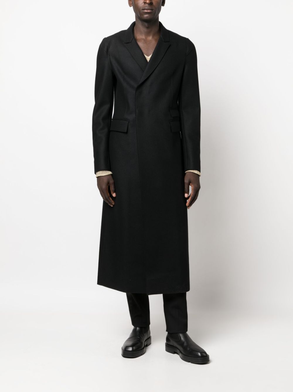 Shop Sapio Notched-lapels Wool Coat In Black