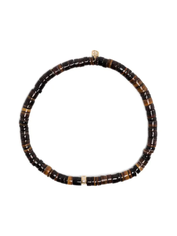 Sydney Evan 14kt Yellow Gold Diamond Beaded Bracelet in Brown
