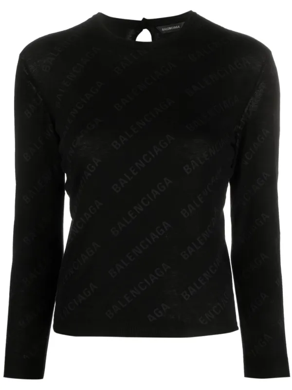 Balenciaga Mini Allover Logo jumper women Cotton M Black