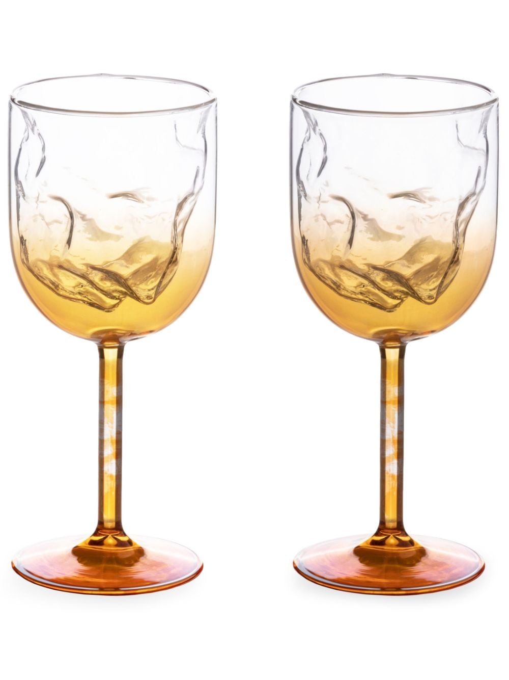 Seletti Meteorite Set-of-two Wine Glasses In Gold