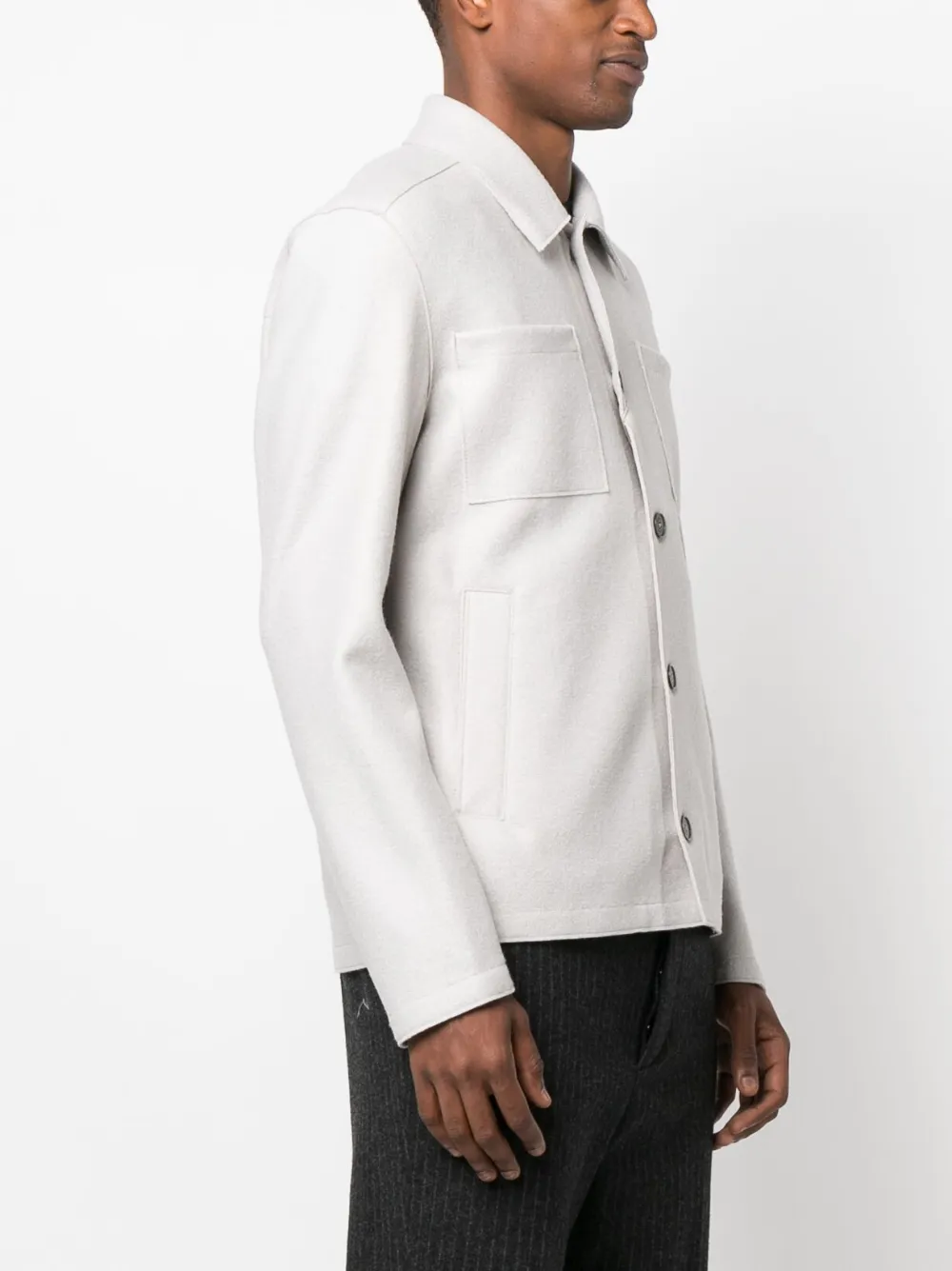 Herno Virgin-wool Shirt Jacket In Neutrals