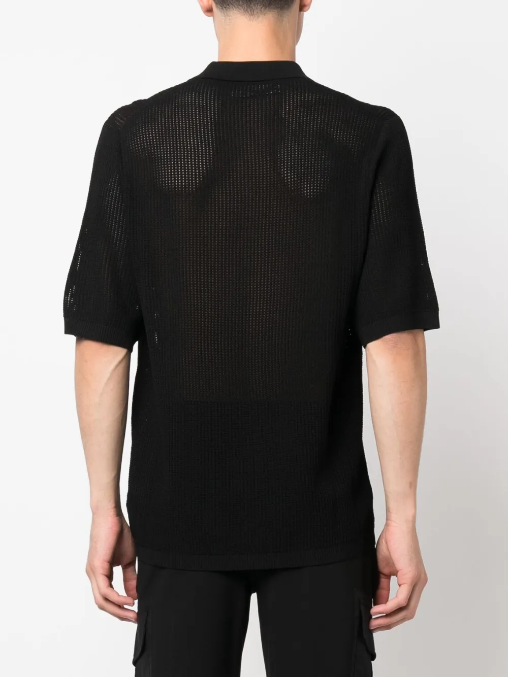 Shop Neil Barrett Perforated Polo Shirt In Black