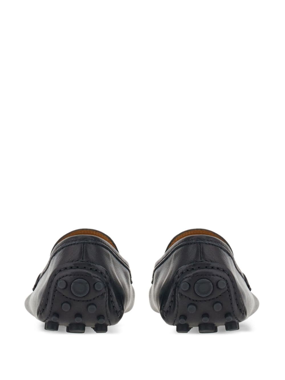 Shop Ferragamo Driver Logo-debossed Leather Loafers In Black
