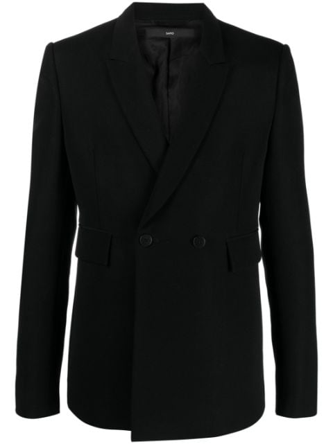 double-breasted wool-cotton blazer