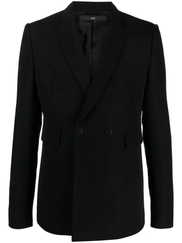 ジャケット SAPIO DOUBLE BREASTED BLAZER JACKET SAPIO double-breasted wool-cotton Blazer | Black | FARFETCH BH