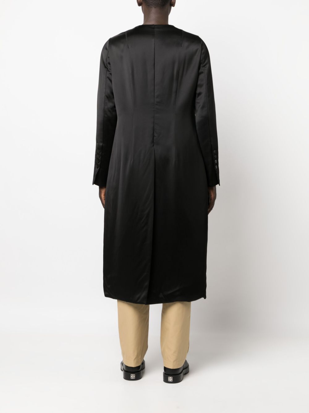 SAPIO BUTTON-UP SATIN-FINISH MIDI COAT 