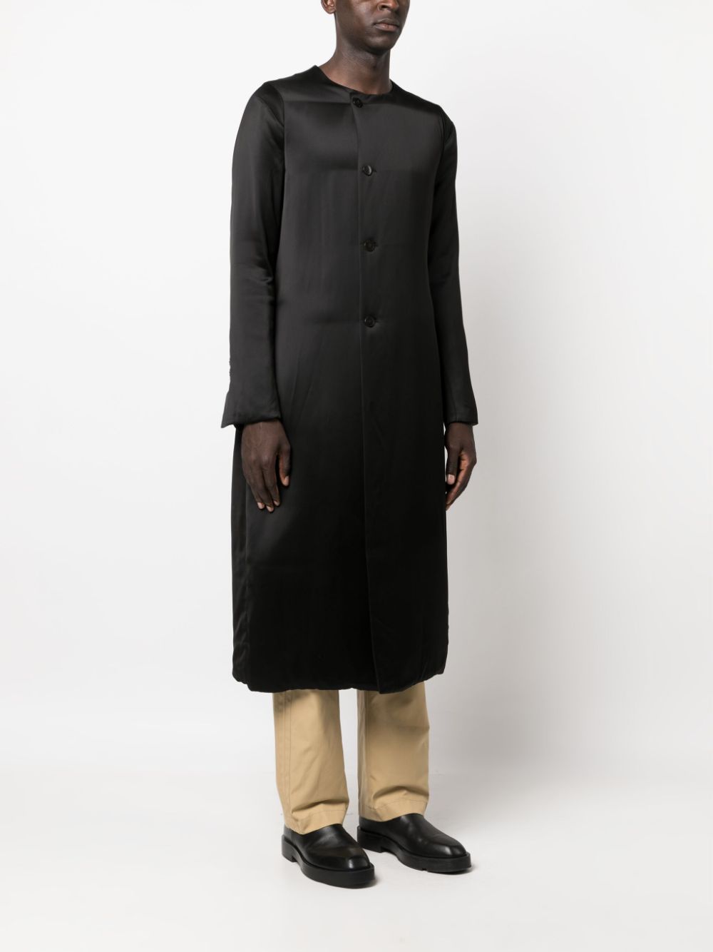 SAPIO BUTTON-UP SATIN-FINISH MIDI COAT 