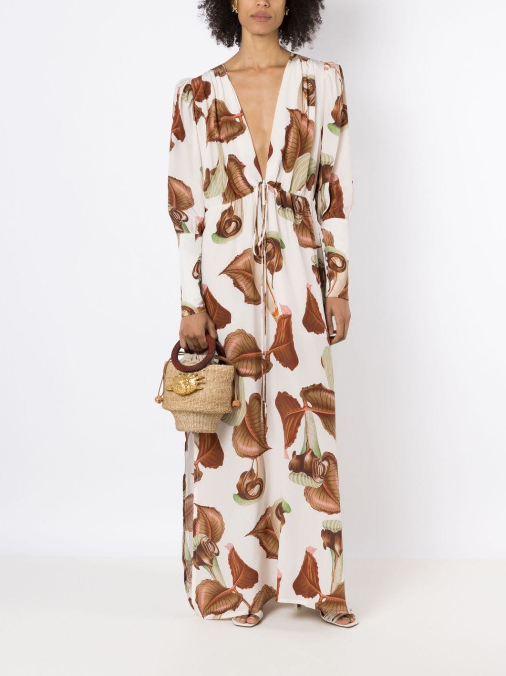 Shop Adriana Degreas Graphic-print Long-length Dress In Neutrals