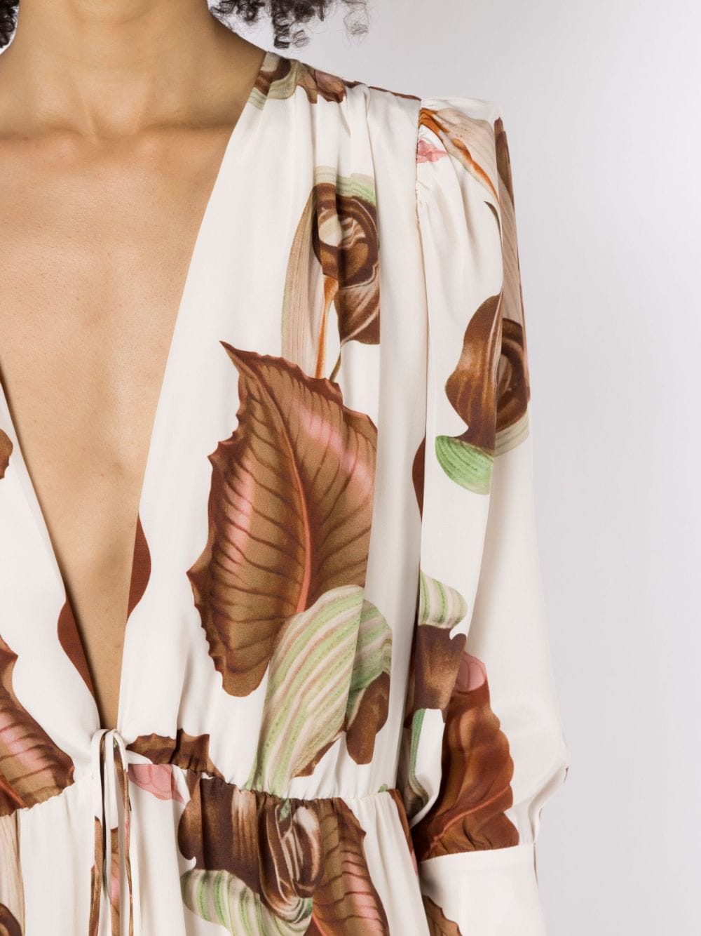 Adriana Degreas graphic-print long-length dress Beige