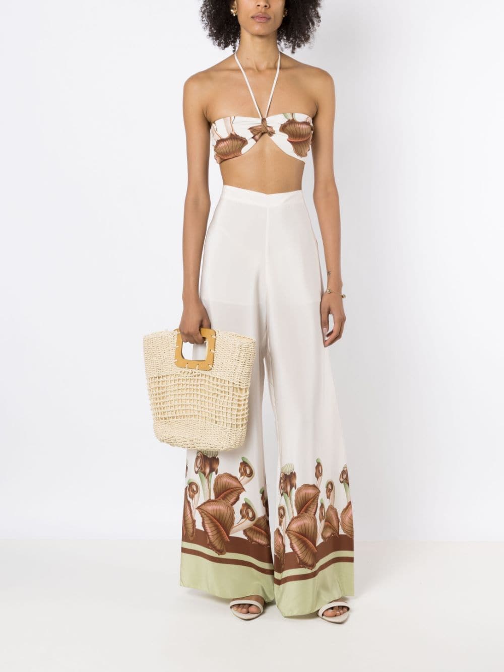 Adriana Degreas graphic-print cropped top - Beige