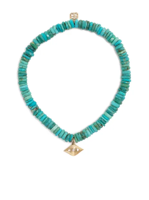 Sydney Evan pulsera Evil Eye en oro amarillo de 14kt con turquesa