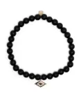 Sydney Evan 14kt yellow gold Groovy Eye onyx beaded bracelet - Black