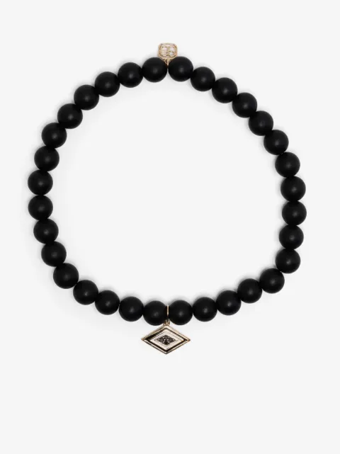 Sydney Evan 14kt yellow gold Groovy Eye onyx beaded bracelet