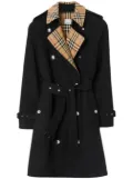 Burberry Vintage Check-trim trench coat - Black