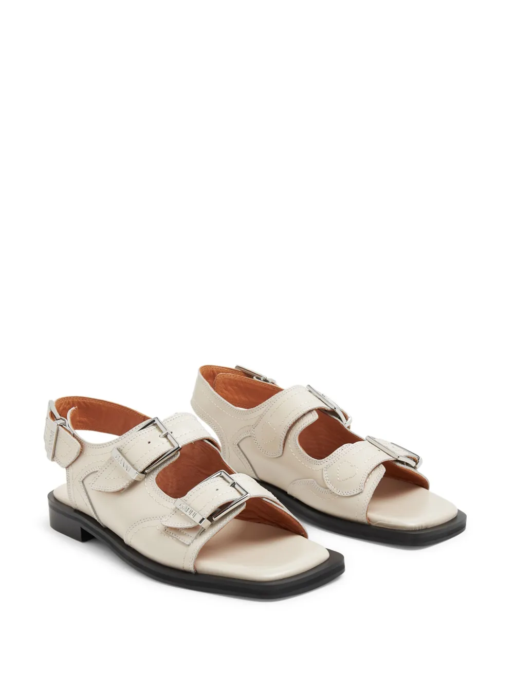 GANNI bucklefastening Leather Flat Sandals Farfetch