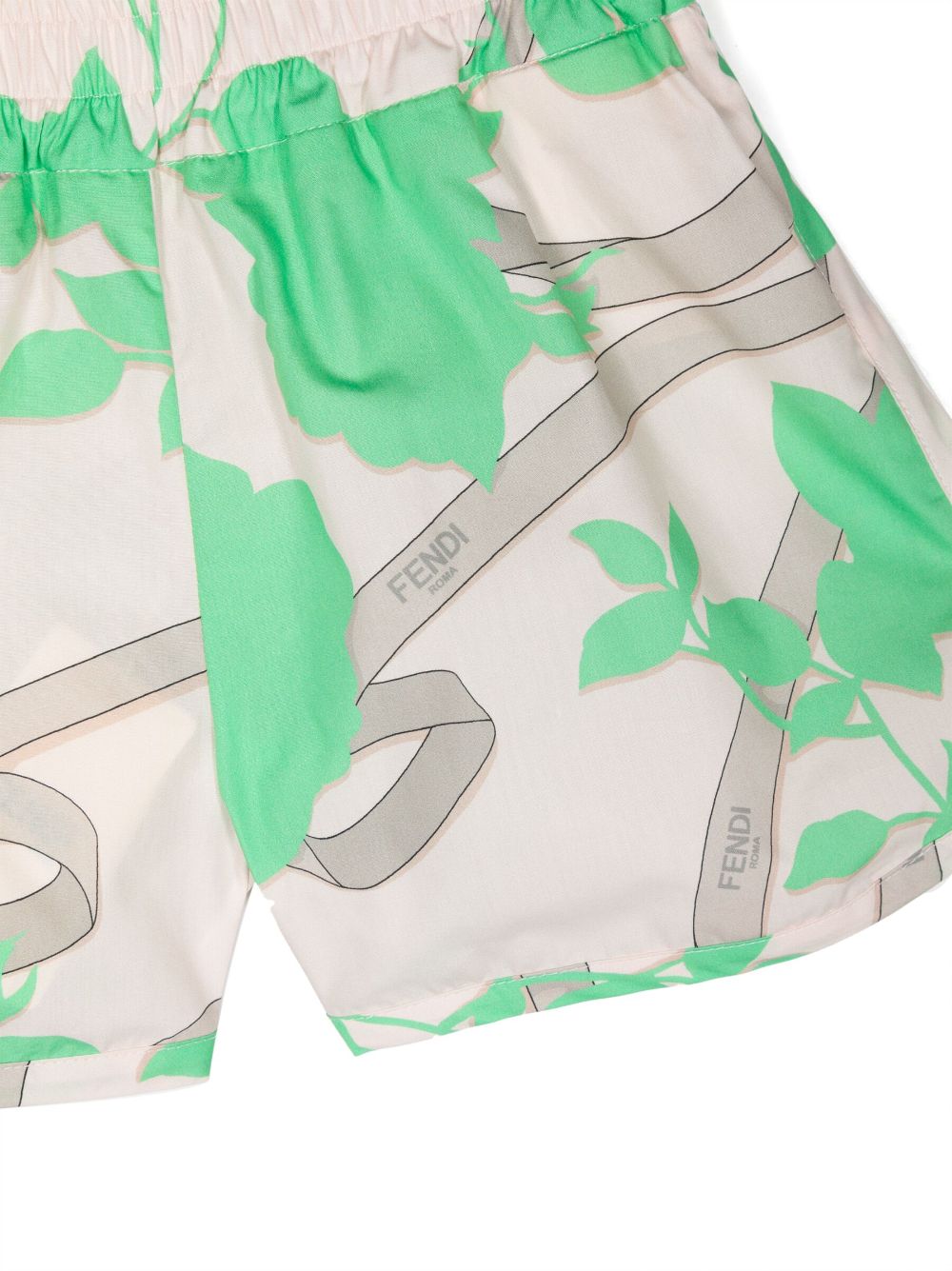 Shop Fendi Graphic-print Cotton Shorts In Neutrals