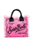 MC2 Saint Barth Kids Vichy-patterned canvas beach bag - Pink