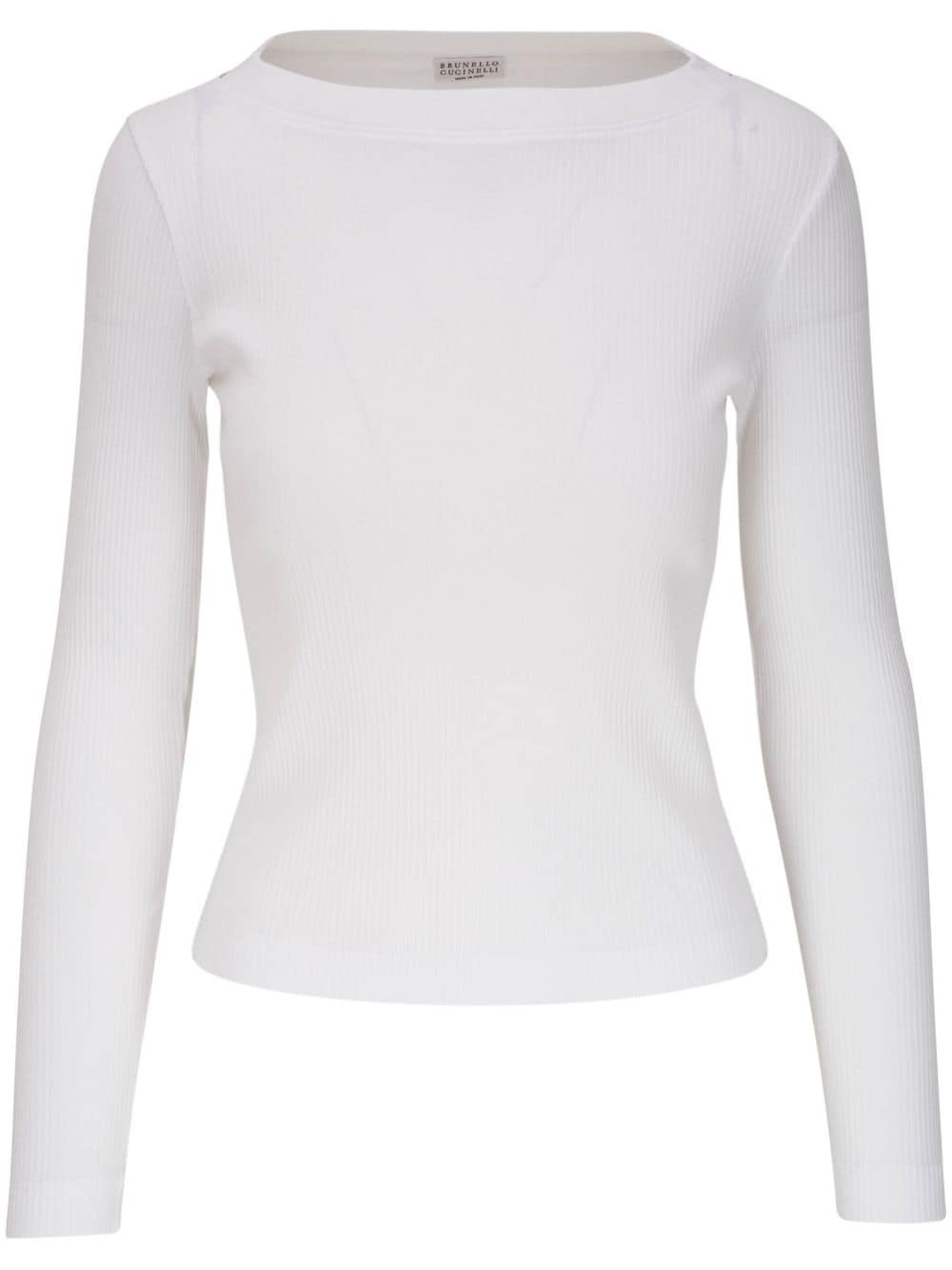 Brunello Cucinelli Ribbed-knit Cotton T-shirt In White
