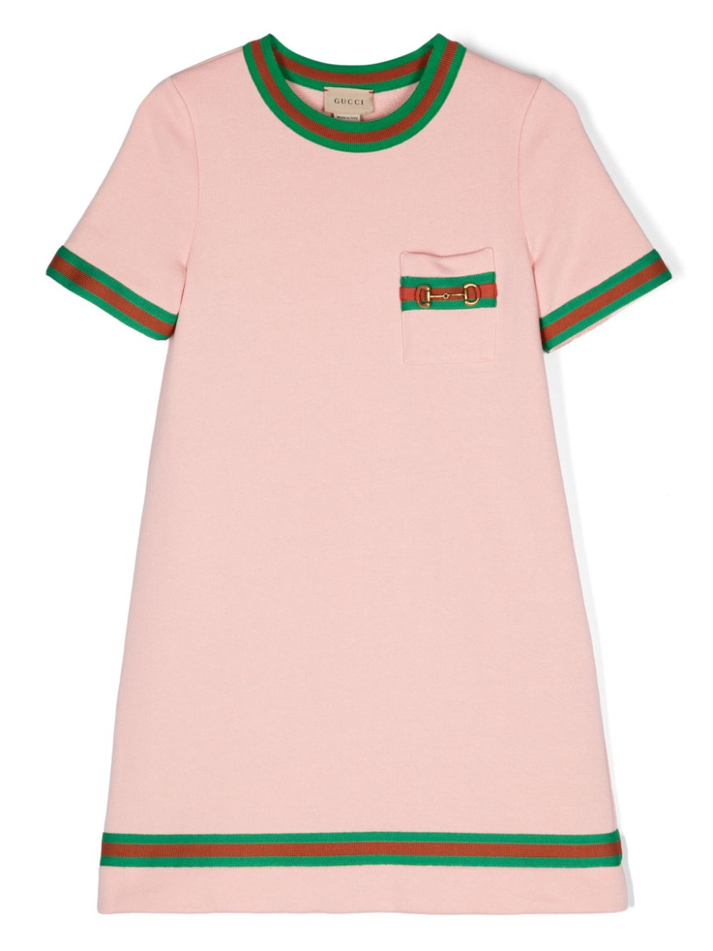 Gucci Kids Horsebit-embellished cotton dress - Pink