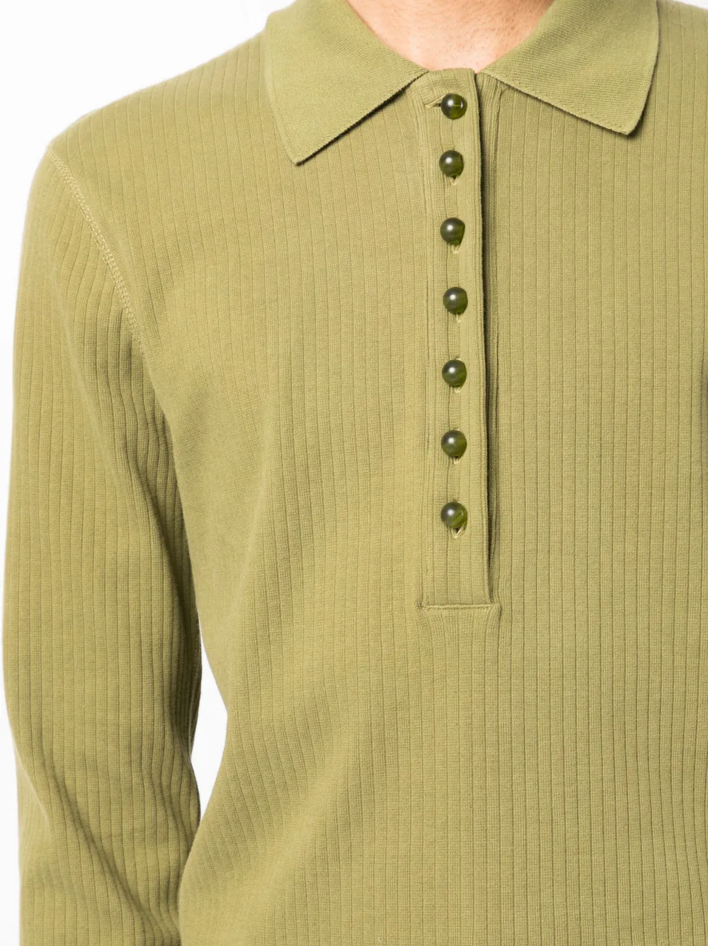 Shop Namacheko Samira Ribbed-knit Polo Shirt In Green