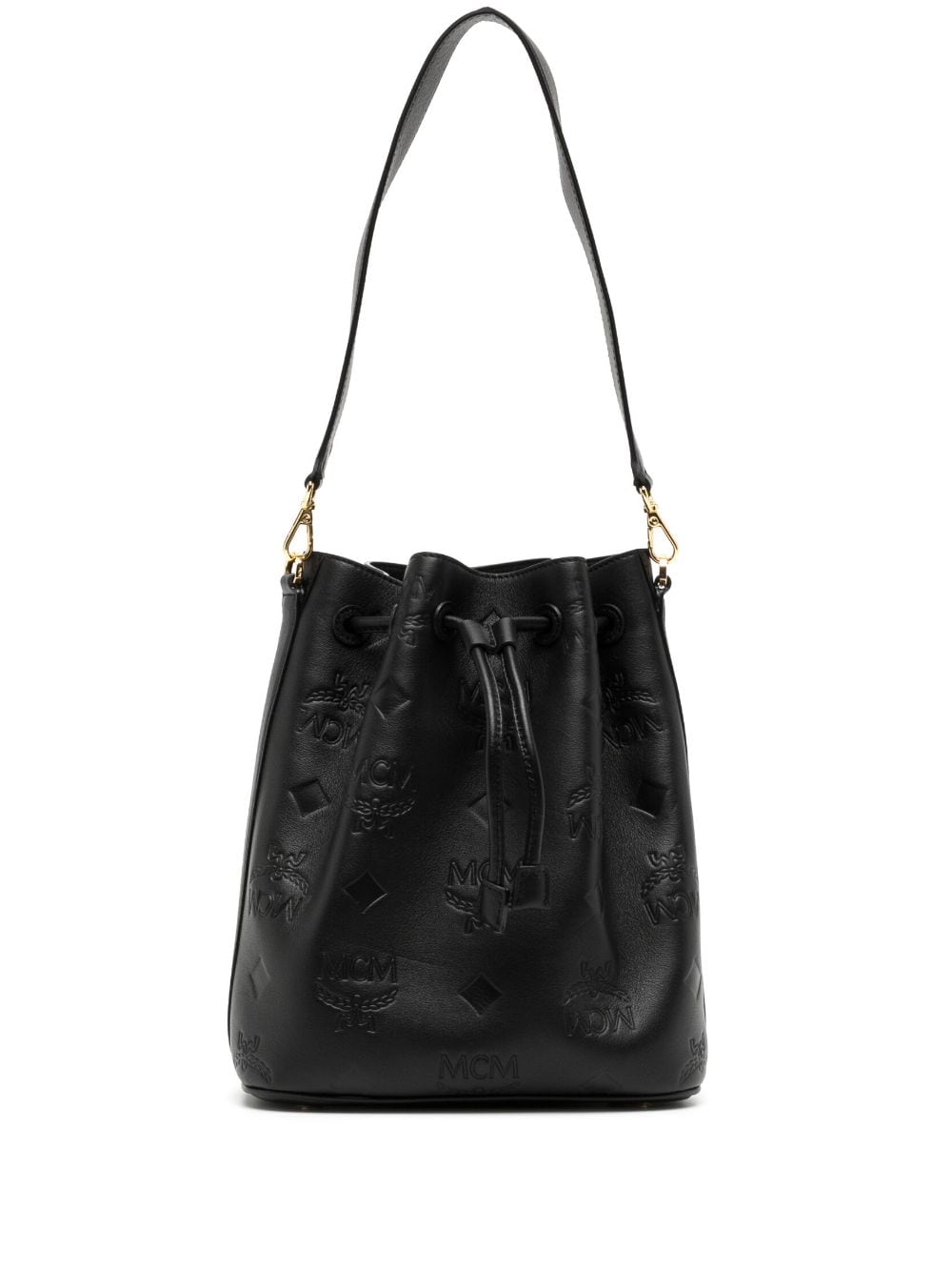 Mcm Dessau Medium Leather Bucket Bag In Black