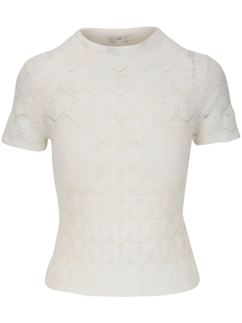 Vince Short-sleeved Open-knit T-shirt In White