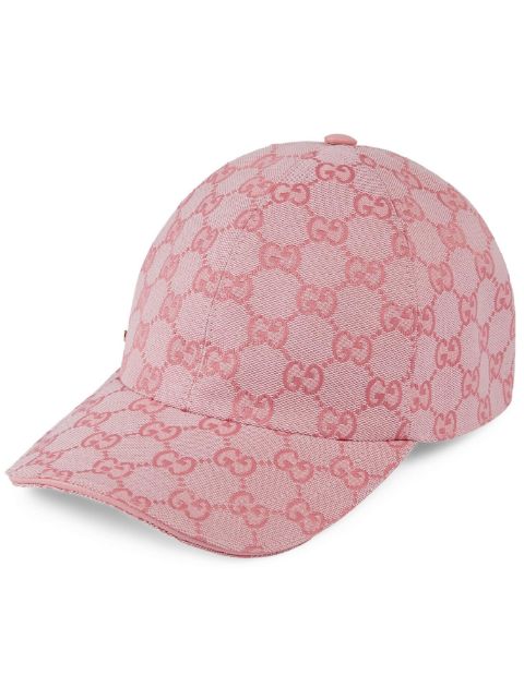 Gucci GG Supreme Monogram Strawberry Baseball Hat in Beige