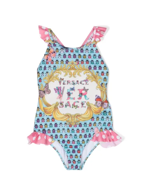 Versace Kids Butterflies-print ruffled swimsuit