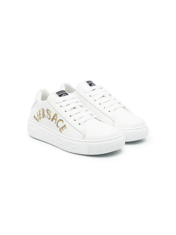 Versace Kids Seashell Baroque Greca Leather Sneakers Farfetch