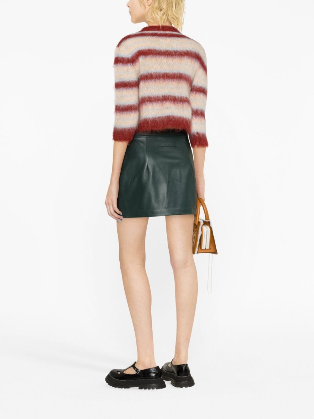 Shop Marni High-waist Mini Leather Skirt In Green