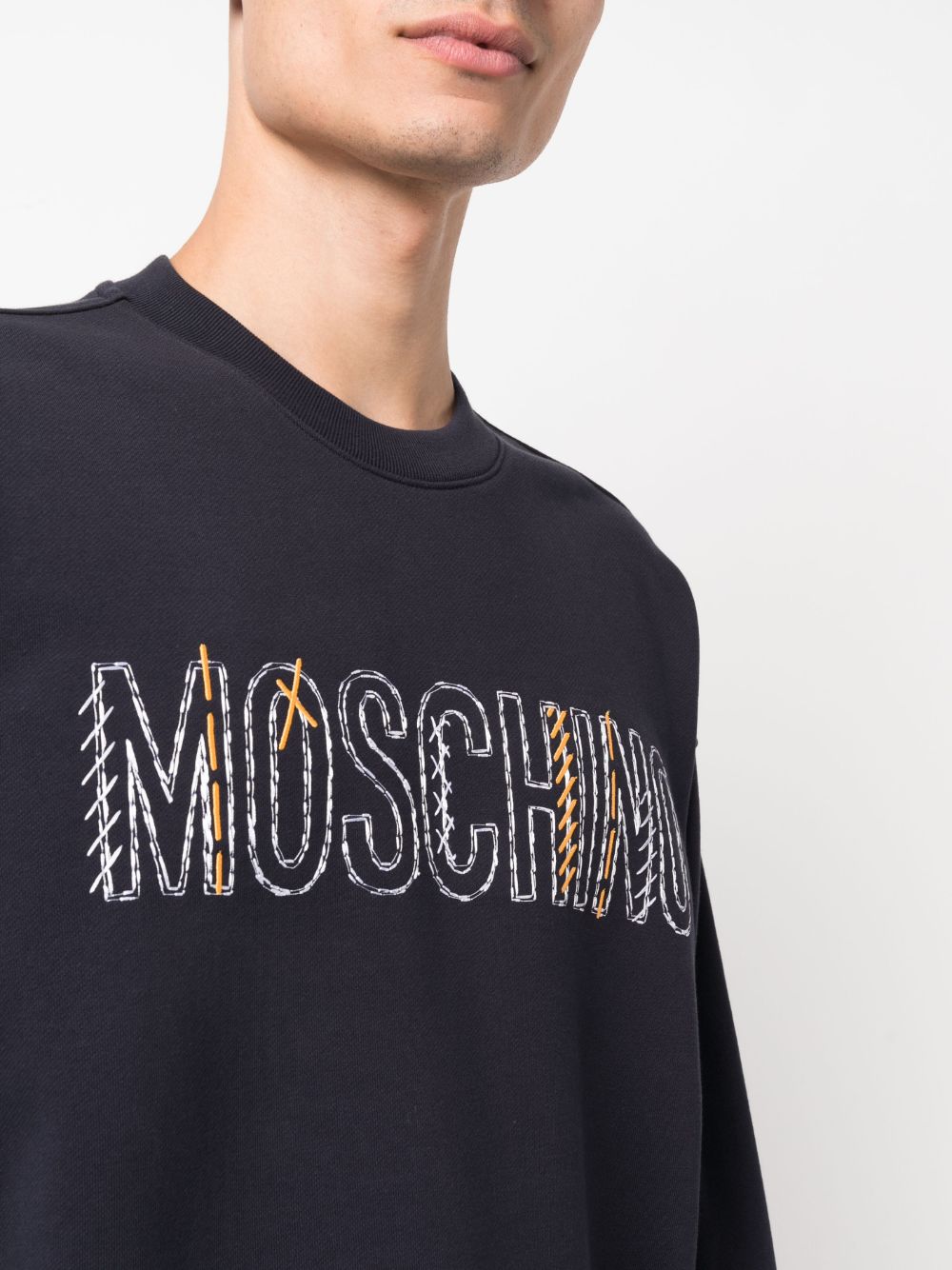 Shop Moschino Logo-print Cotton Sweatshirt In Blue