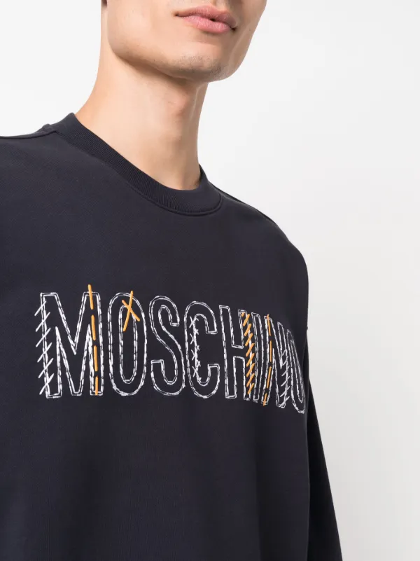 Moschino logo shoulder crew best sale neck sweatshirt