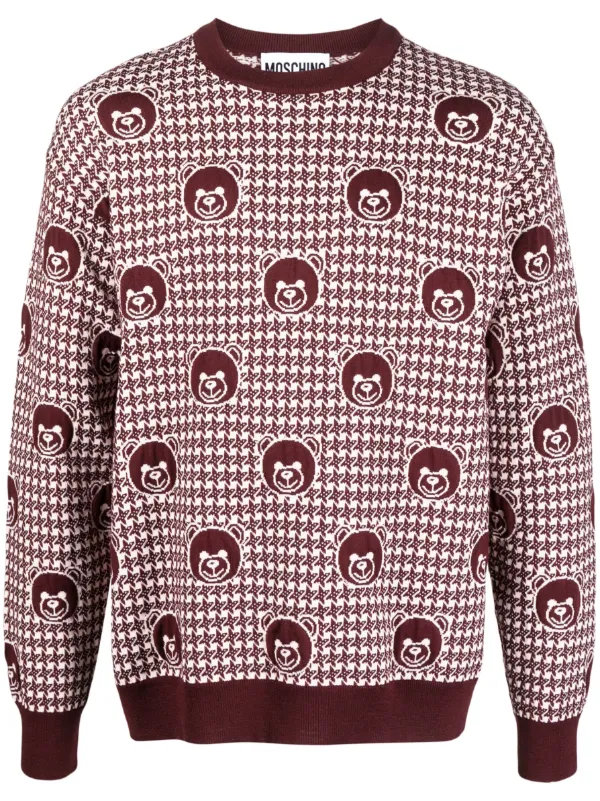 Moschino Teddy Bear print Wool Jumper Red FARFETCH HK