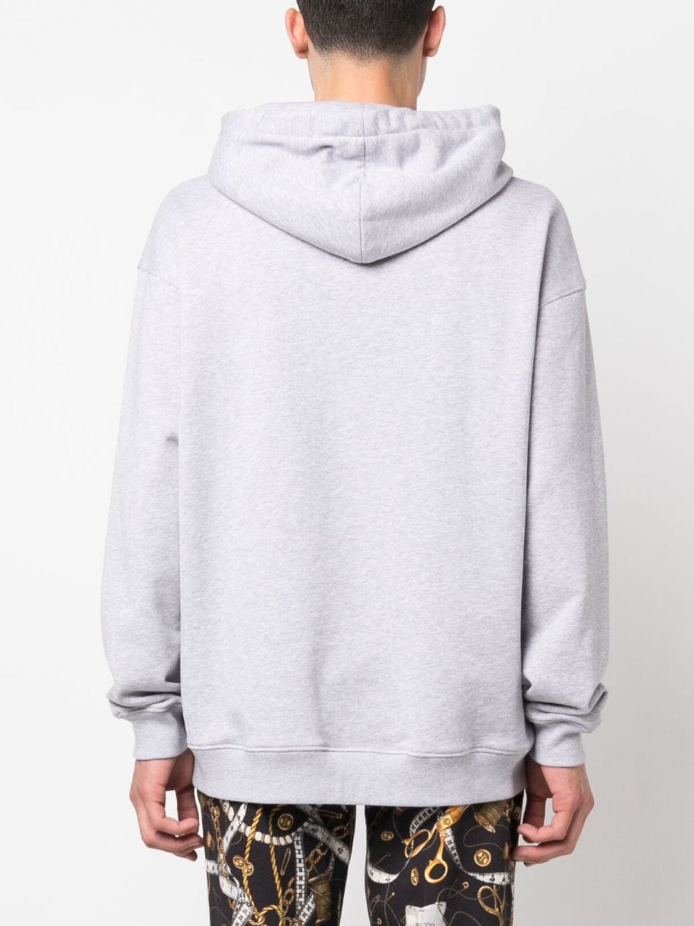 Shop Moschino Logo-print Cotton Hoodie In Grey