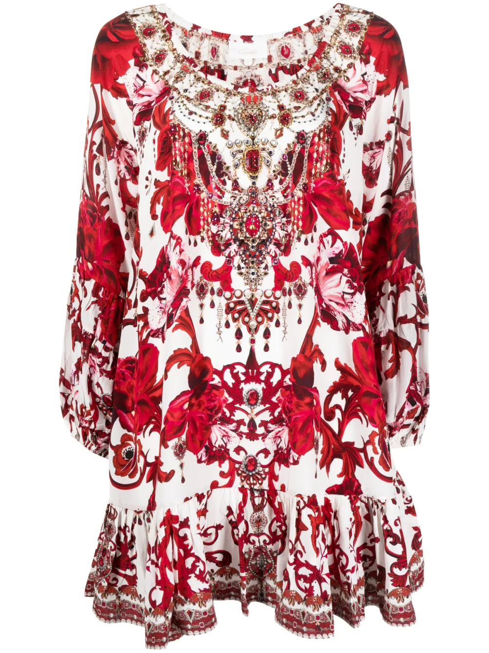 Camilla graphic-print off-shoulder dress