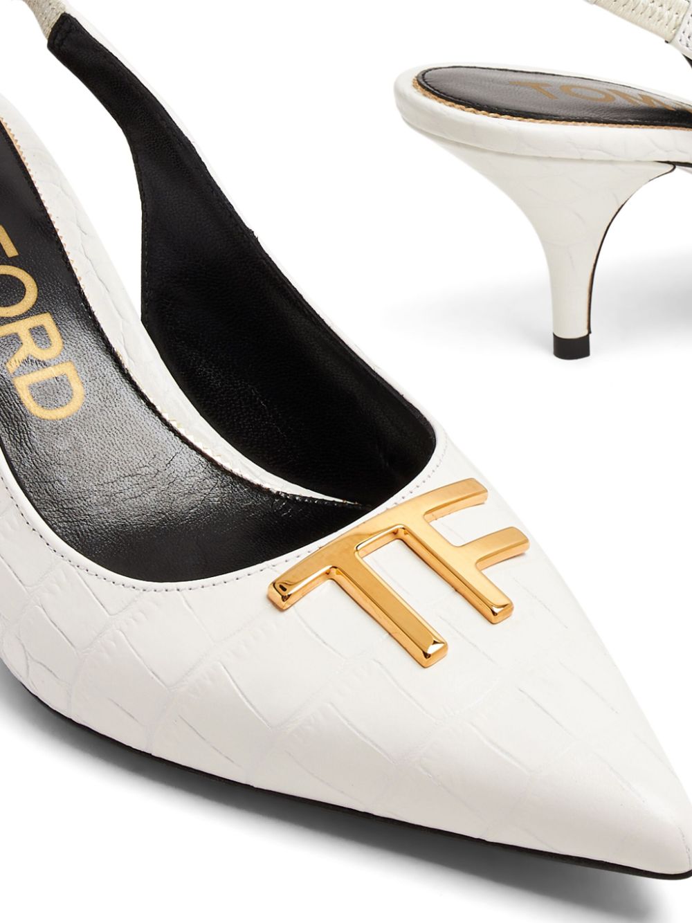 Shop Tom Ford Logo-lettering Leather Pumps In White