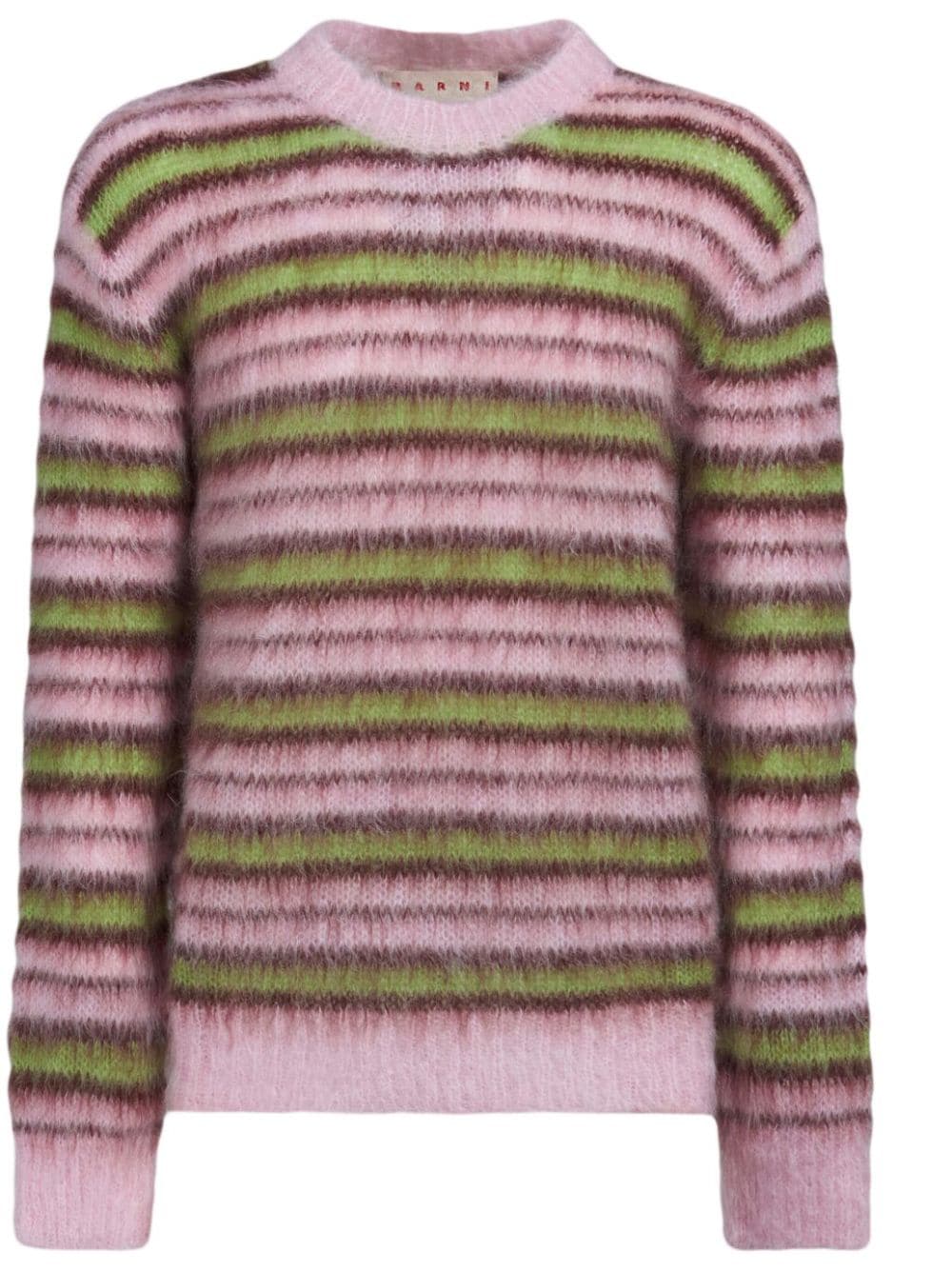 Shop Marni Striped Mohair-blend Jumper In Pink