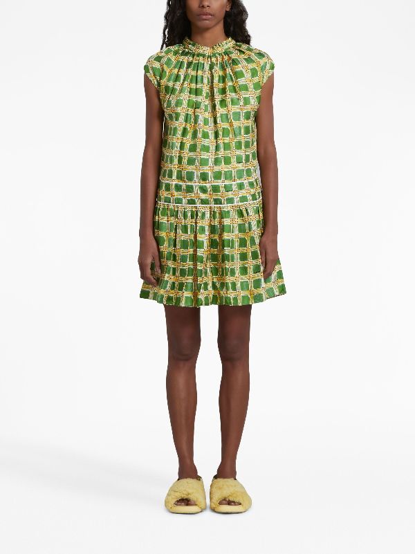 Marni Green Satin Mini Dress